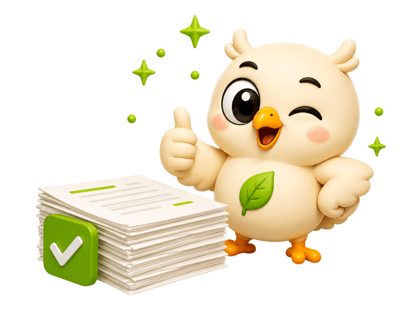 Xatu feliz com faturas organizadas